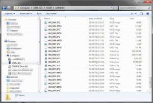 Example of files on SD card